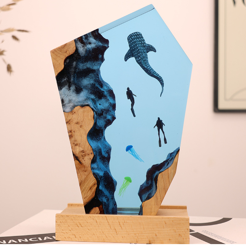 Resin Art For Wedding Gift - Resin Cave Whale Diver Desktop Jellyfish