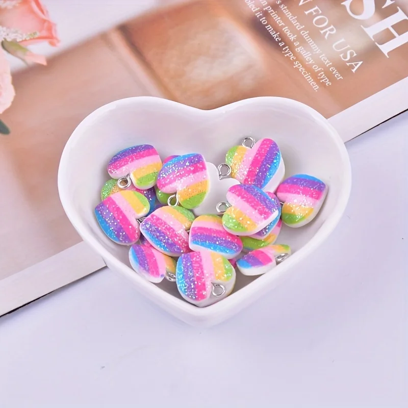 10Pcs Colorful Heart Resin Cha - đánh giá và giá Resin Art Supplies Near Me