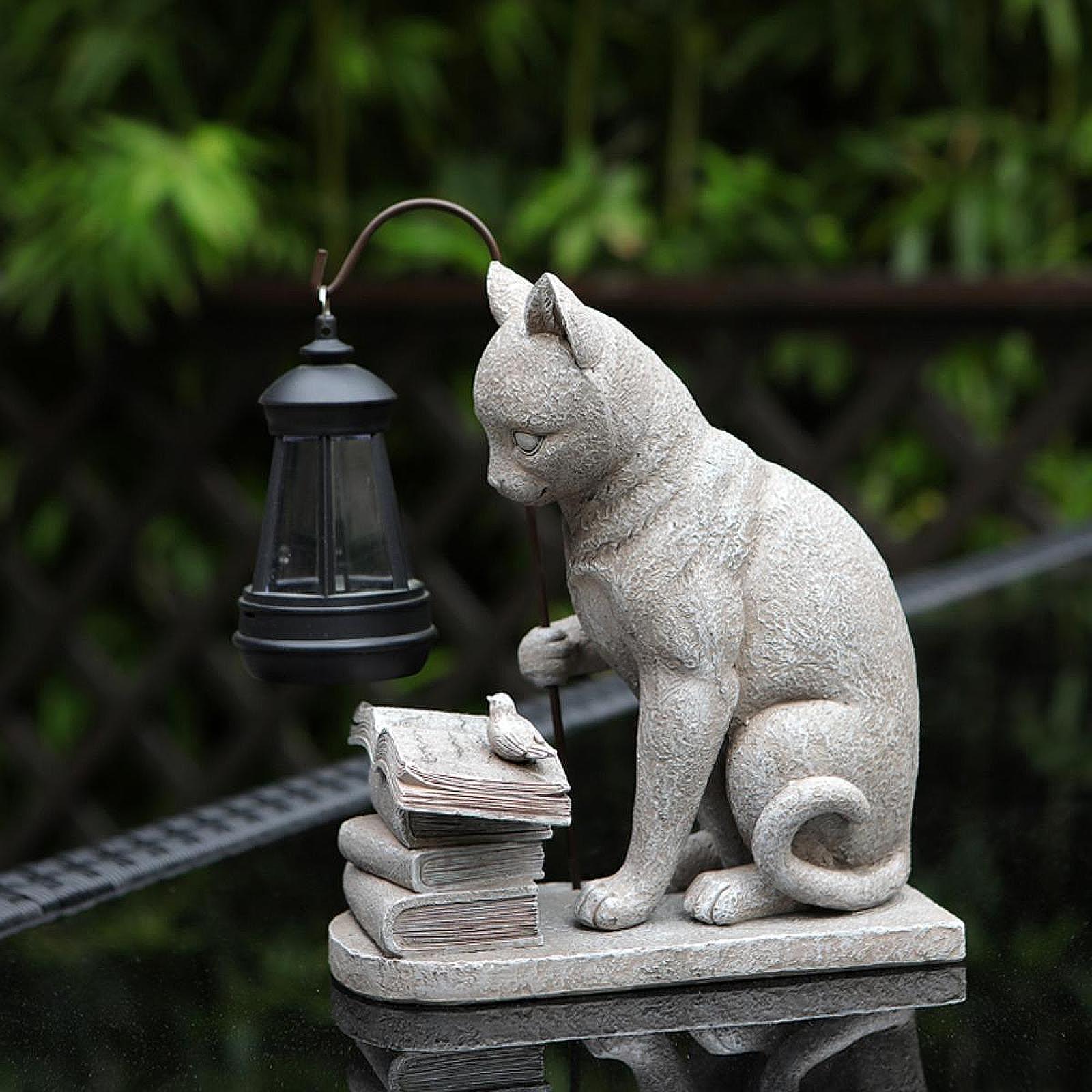 Cat Solar Garden Mini Statue S - đánh giá và giá Resin Art Sculptures